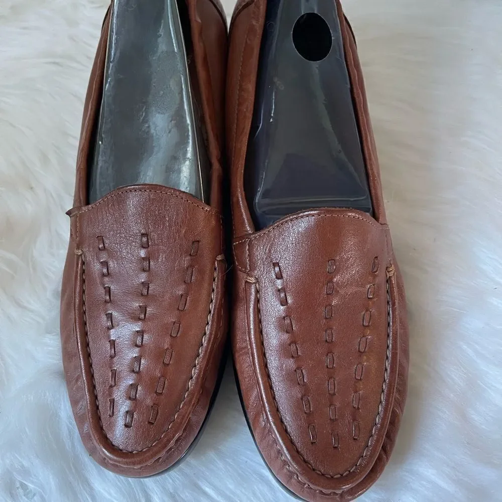 SAS leather Brown weave slip on wedge shoes comfort footbed SZ 11 M run …